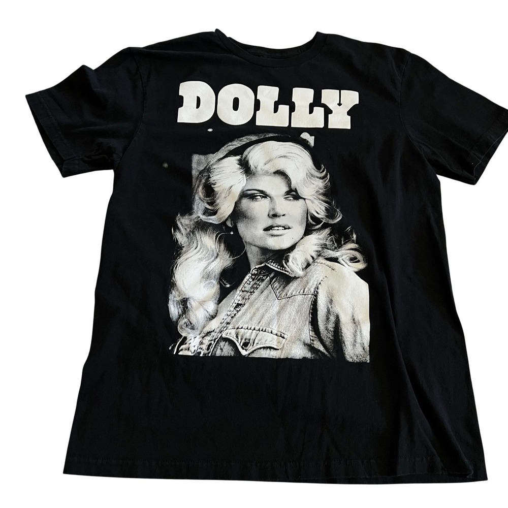 Dolly Parton Mens T-Shirt Medium Black Cotton Music Tee Western Country